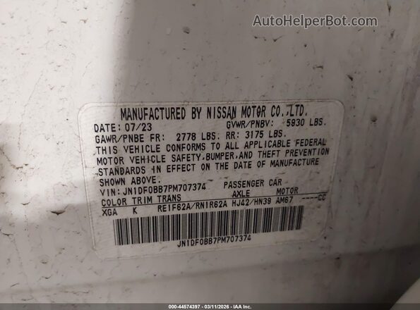 JN1DF0BB7PM707374 2023 NISSAN ARIYA Белый Вид подкапотного пространства