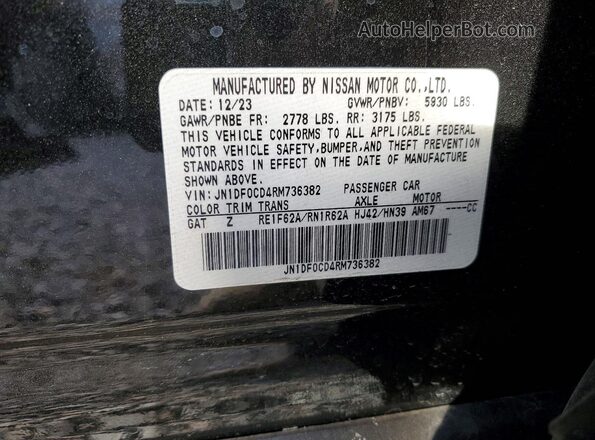JN1DF0CD4RM736382 2024 NISSAN ARIYA Black VIN კოდის სტიკერის ხედი