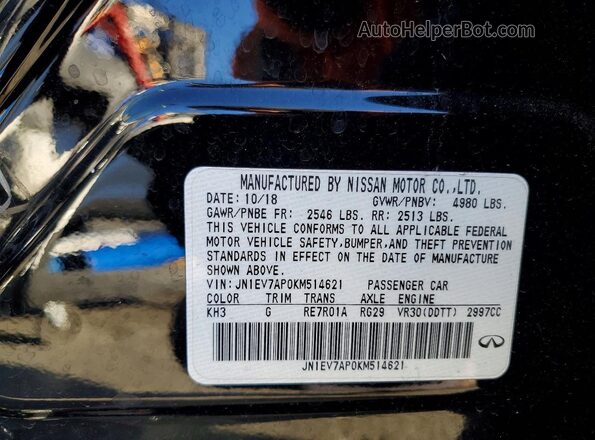 JN1EV7AP0KM514621 2019 INFINITI Q50 Black Vista de la etiqueta del VIN
