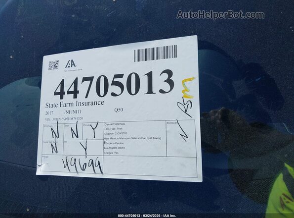 JN1EV7AP2HM741320 2017 INFINITI Q50 Черный 