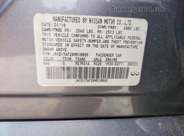 JN1EV7AP2KM518895 2019 INFINITI Q50 Серый Вид подкапотного пространства