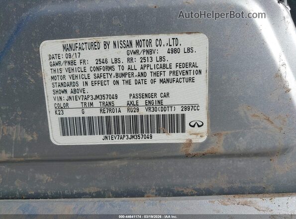 JN1EV7AP3JM357049 2018 INFINITI Q50 Silver Вид підкапотного простору