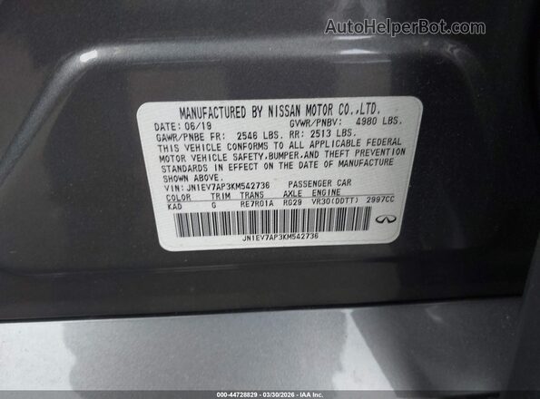 JN1EV7AP3KM542736 2019 INFINITI Q50 Gray Vista del compartimento del motor