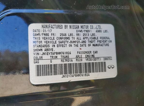 JN1EV7AP8HM741824 2017 INFINITI Q50 Черный Вид наклейки с VIN-кодом