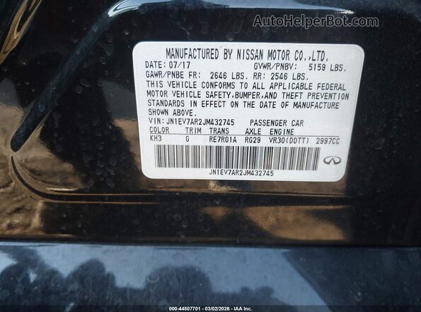 JN1EV7AR2JM432745 2018 INFINITI Q50 Черный Вид подкапотного пространства