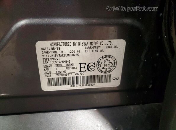 JN1FV7AR2LM660235 2020 INFINITI Q50 Серый Вид подкапотного пространства