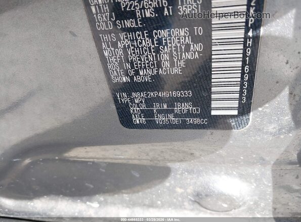 JN8AE2KP4H9169333 2017 NISSAN QUEST Gray Vista del compartimento del motor