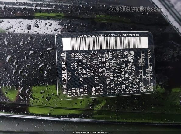 JN8AF5MV5HT753348 2017 NISSAN JUKE Black Շարժիչի բաժամունքի տեսք
