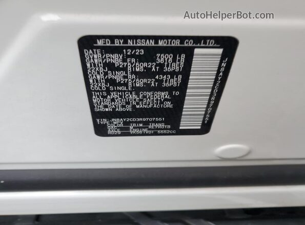 JN8AY2CD3R9707551 2024 NISSAN ARMADA White VIN sticker view