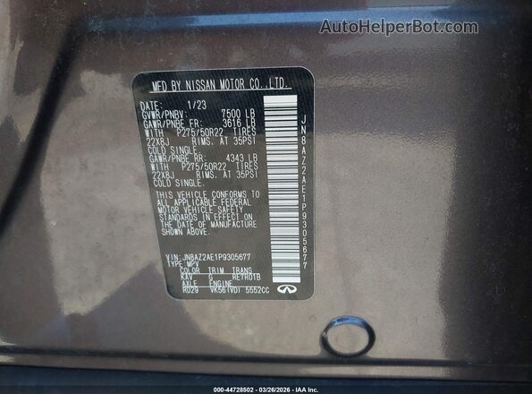 JN8AZ2AE1P9305677 2023 INFINITI QX80 Gray Widok komory silnika