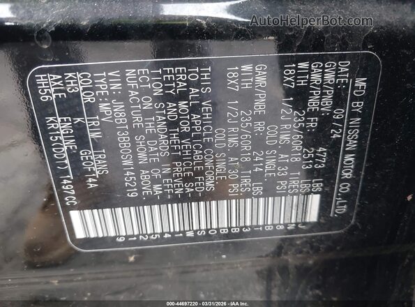JN8BT3BB0SW145219 2025 NISSAN ROGUE Black Вид підкапотного простору