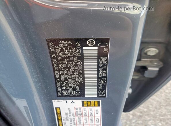 JTDACACU3P3010353 2023 TOYOTA PRIUS Серый Вид наклейки с VIN-кодом