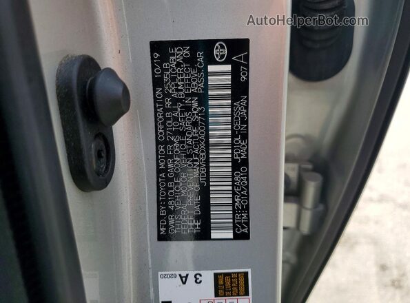JTDBVRBDXKA007713 2019 TOYOTA MIRAI Серебряный Вид подкапотного пространства