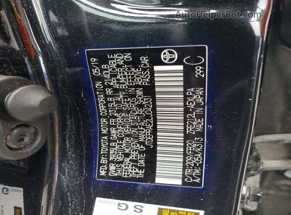 JTDEPRAE2LJ042331 2020 TOYOTA LL Угольный Вид подкапотного пространства