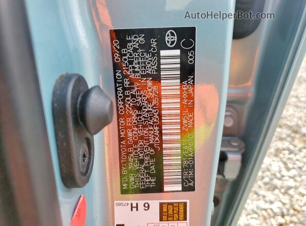 JTDKAMFU5M3135728 2021 TOYOTA PRIUS Green Widok komory silnika