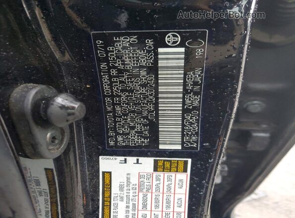 JTDL9RFU2K3012430 2019 TOYOTA PRIUS Черный Вид наклейки с VIN-кодом