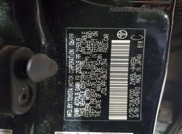 JTDL9RFU8K3011394 2019 TOYOTA PRIUS Черный Вид подкапотного пространства