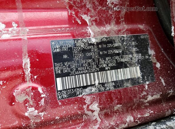 JTEAAAAH6MJ038579 2021 TOYOTA VENZA Red Widok komory silnika