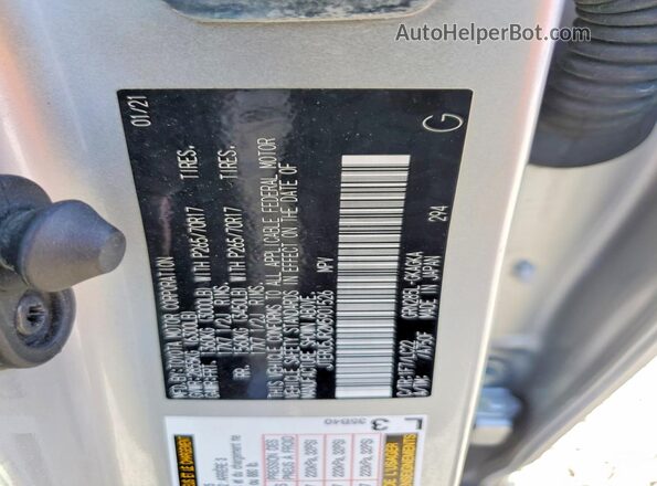 JTERU5JR2M5901526 2021 TOYOTA 4RUNNER Серебряный Вид наклейки с VIN-кодом