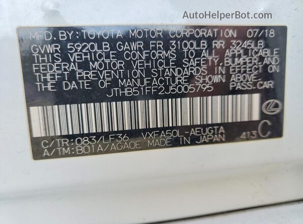 JTHB51FF2J5005795 2018 LEXUS LS Белый Вид подкапотного пространства