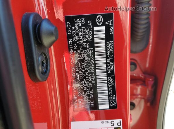 JTHB9JBH5P2067701 2023 LEXUS UX Красный Вид наклейки с VIN-кодом