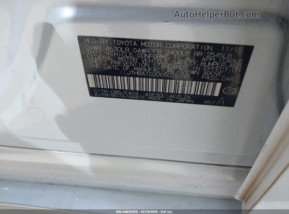 JTHBA1D20G5015195 2016 LEXUS IS 200T Белый Вид подкапотного пространства