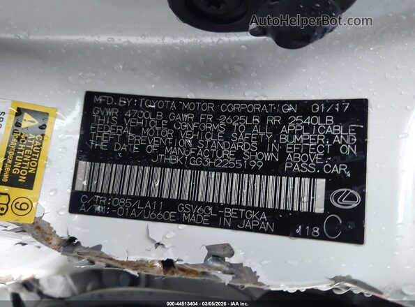 JTHBK1GG3H2255199 2017 LEXUS ES 350 Белый Вид подкапотного пространства