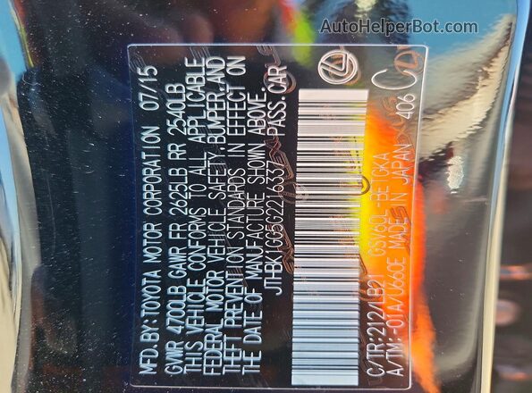 JTHBK1GG5G2216337 2016 LEXUS ES Черный Вид подкапотного пространства