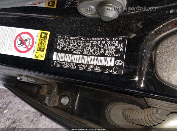 JTHBW1GG9G2115645 2016 LEXUS ES 300H Black Widok komory silnika