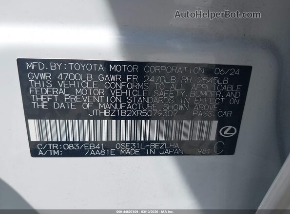 JTHBZ1B2XR5079307 2024 LEXUS IS 350 Белый Вид подкапотного пространства