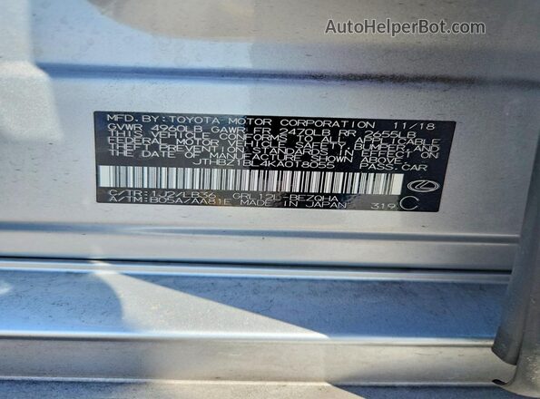 JTHBZ1BL4KA018055 2019 LEXUS GS Silver VIN կոդի պիտակի տեսք