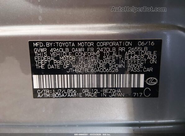 JTHBZ1BL6GA006528 2016 LEXUS GS 350 Серебряный Вид подкапотного пространства
