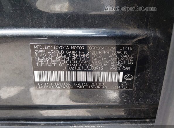 JTHCZ1BL1JA008912 2018 LEXUS GS 350 Серый Вид подкапотного пространства