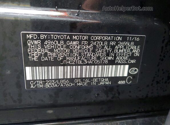 JTHCZ1BL3HA005178 2017 LEXUS GS Black Vista del compartimento del motor