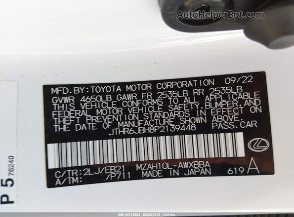 JTHR6JBH8P2139448 2023 LEXUS UX 250H White Widok komory silnika