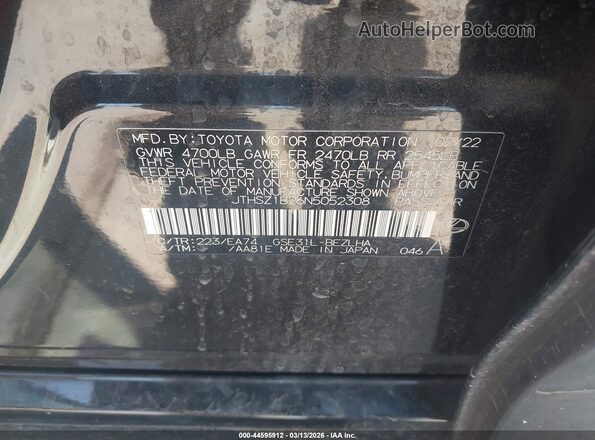 JTHSZ1B26N5052308 2022 LEXUS IS 350 Черный Вид подкапотного пространства