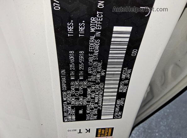 JTJAAAAB9PA012401 2023 LEXUS RZ Белый Вид наклейки с VIN-кодом