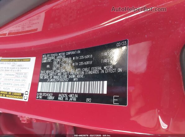 JTJADCEZ7P2002552 2023 LEXUS NX 250 Красный Вид подкапотного пространства
