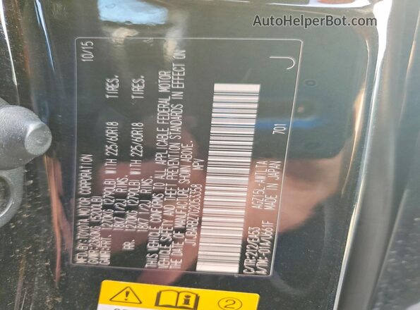 JTJBARBZ7G2053358 2016 LEXUS NX Black Vista de la etiqueta del VIN