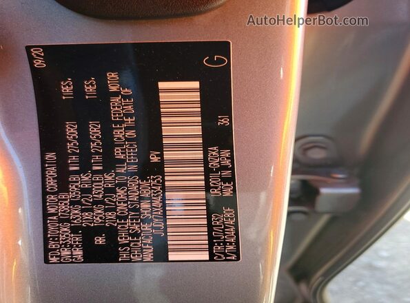 JTJDY7AX4M4334753 2021 LEXUS LX Серебряный Вид наклейки с VIN-кодом