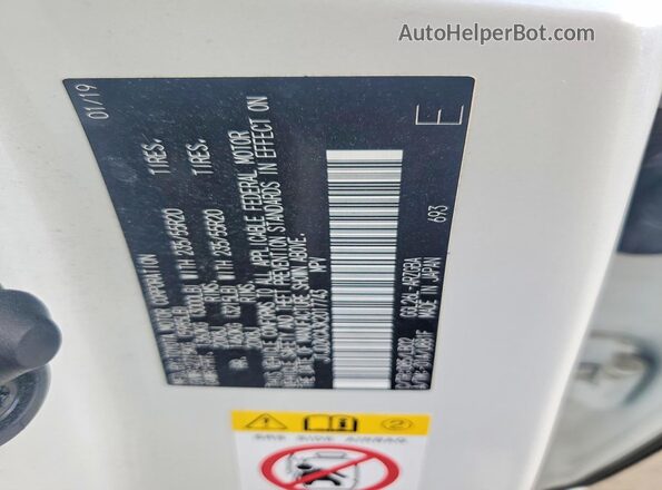 JTJDZKCA3K2017743 2019 LEXUS RX White Widok naklejki z numerem VIN