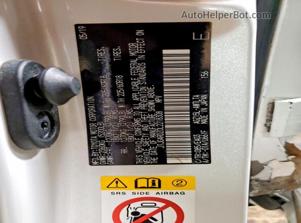 JTJGARDZ0L2218308 2020 LEXUS NX Белый Вид наклейки с VIN-кодом