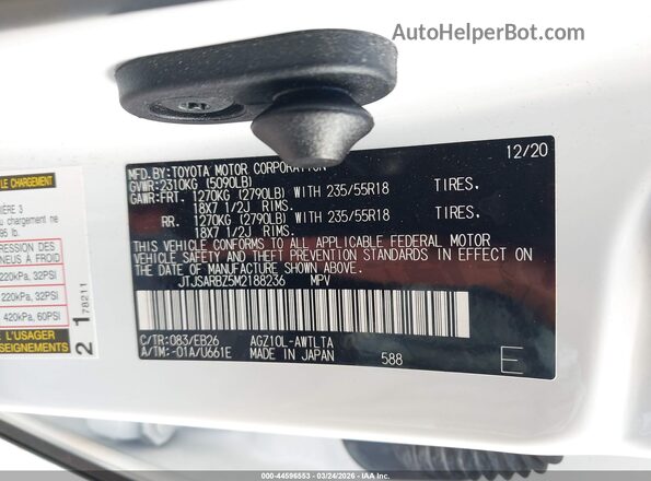 JTJSARBZ5M2188236 2021 LEXUS NX 300 White Vista del compartimento del motor