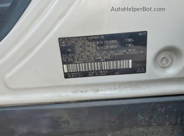 JTMABABA1PA022331 2023 SUBARU SOLTERRA Белый Вид наклейки с VIN-кодом