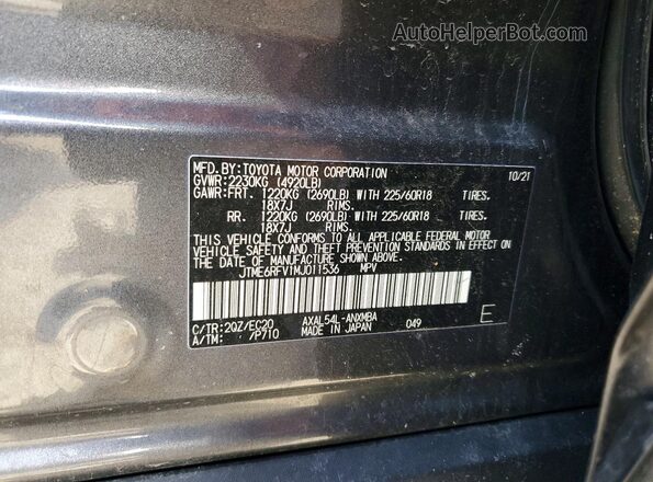JTME6RFV1MJ011536 2021 TOYOTA RAV4 Gray Vista del compartimento del motor
