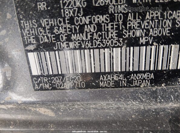JTMEWRFV6LD539053 2020 TOYOTA RAV4 HYBRID Черный Вид подкапотного пространства