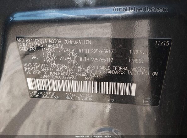 JTMRFREV6GJ055684 2016 TOYOTA LE Gray Vista del compartimento del motor