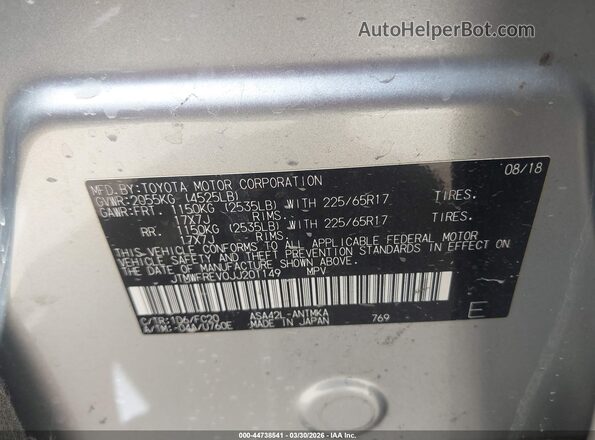 JTMWFREV0JJ201149 2018 TOYOTA LE Silver Engine compartment view
