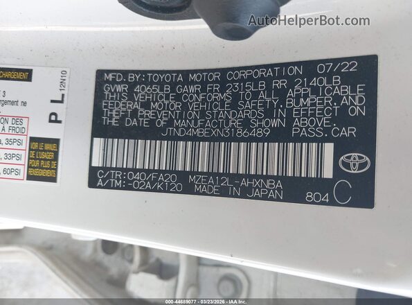 JTND4MBEXN3186489 2022 TOYOTA LL Белый Вид подкапотного пространства