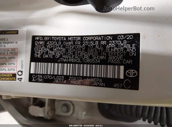 JTNKHMBX2L1085534 2020 TOYOTA LIMITED Белый Вид подкапотного пространства